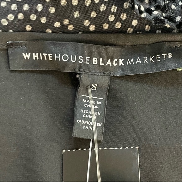 WHBM | Black Flocked Soft Dot Blouson Dress New - Picture 7 of 10